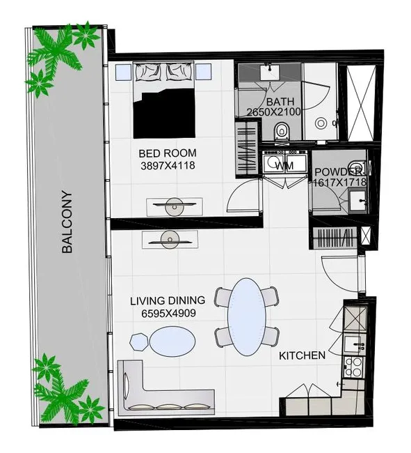 The Community Sports Arena 1 bed floor plan, 923 sqft