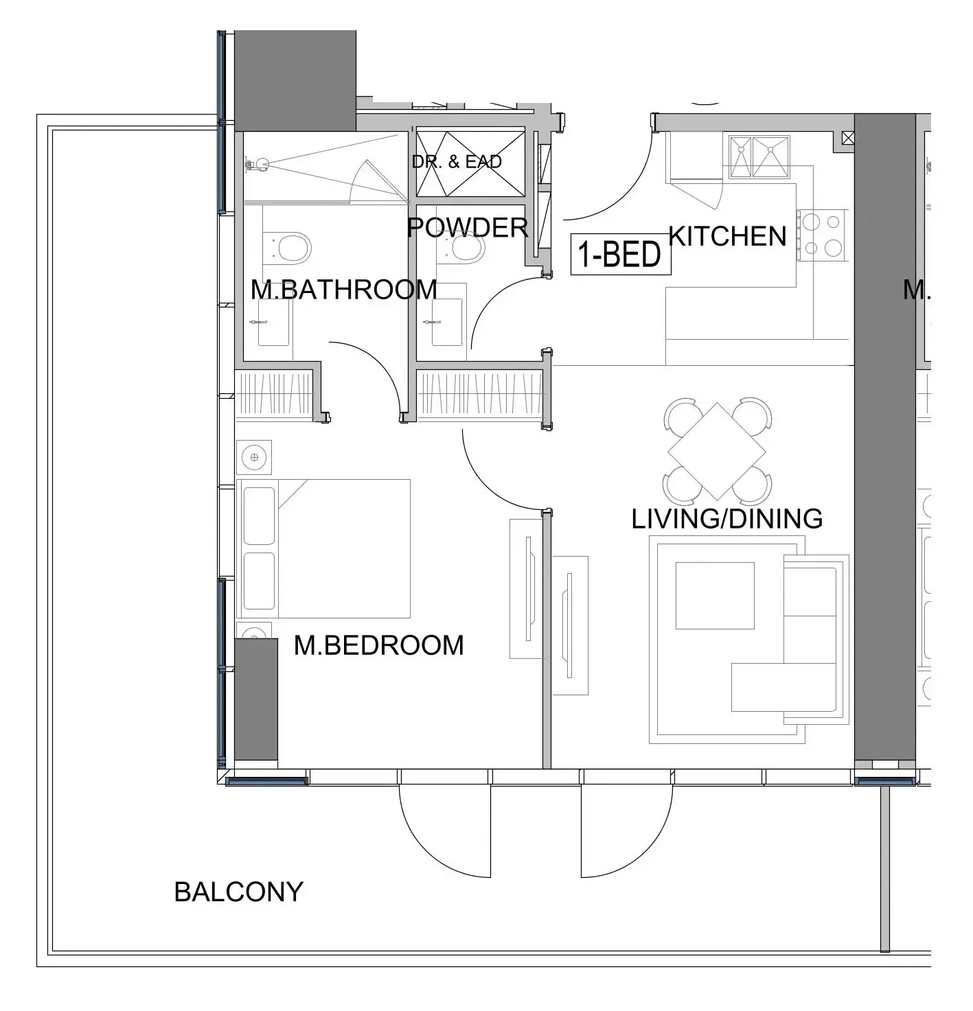 Damac Safa Gate 1 bed floor plan, 984 sqft
