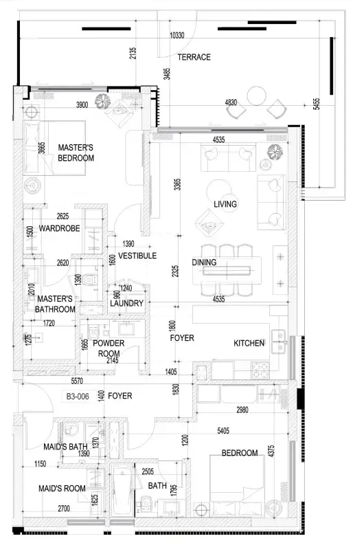 Naseem Al Jurf 2 bed floor plan, 1,582 sqft