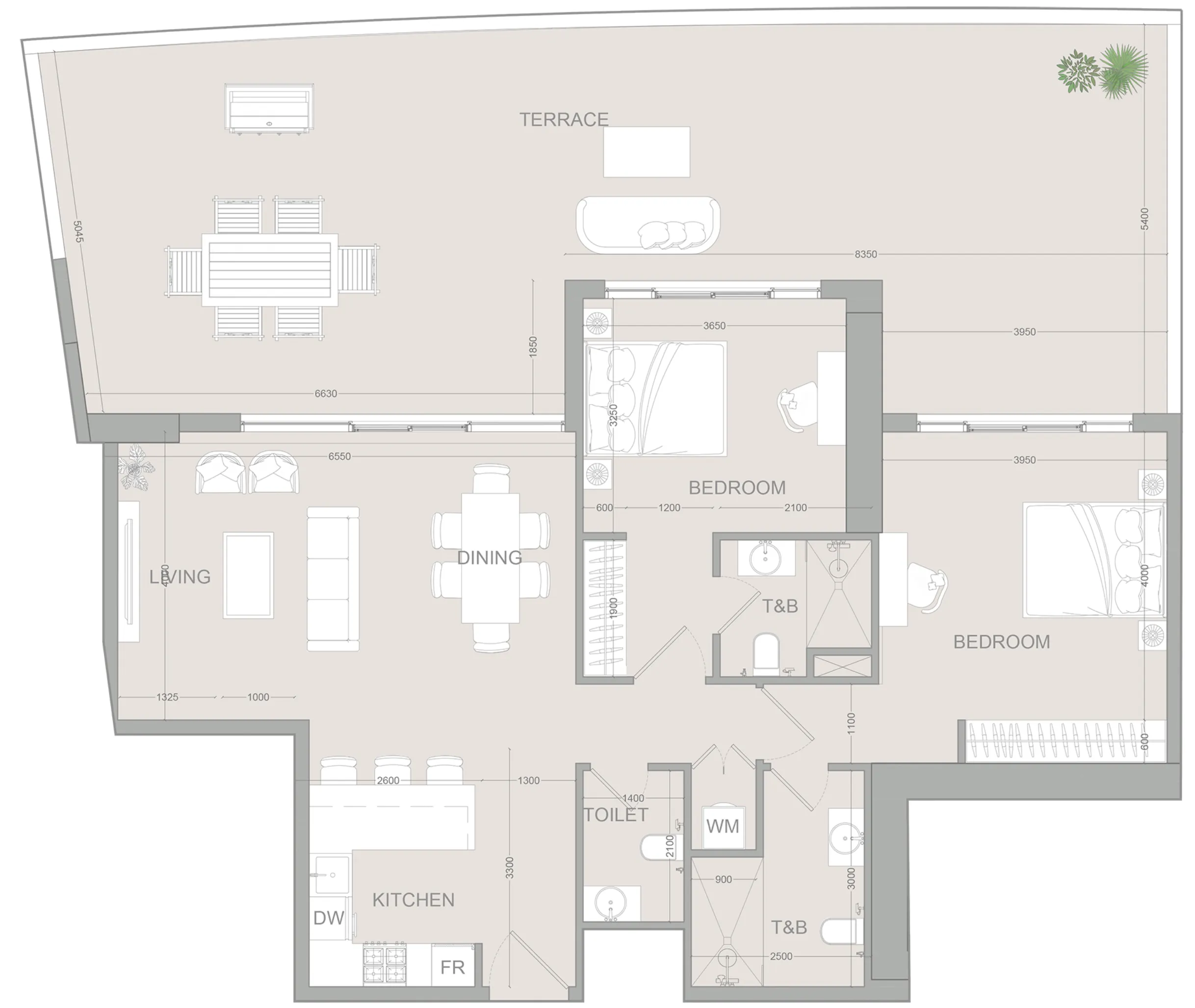 AUREL1A Residence 2 bed floor plan, 1,947 sqft