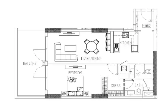Damac Riverside Views 1 bed floor plan, 996 sqft