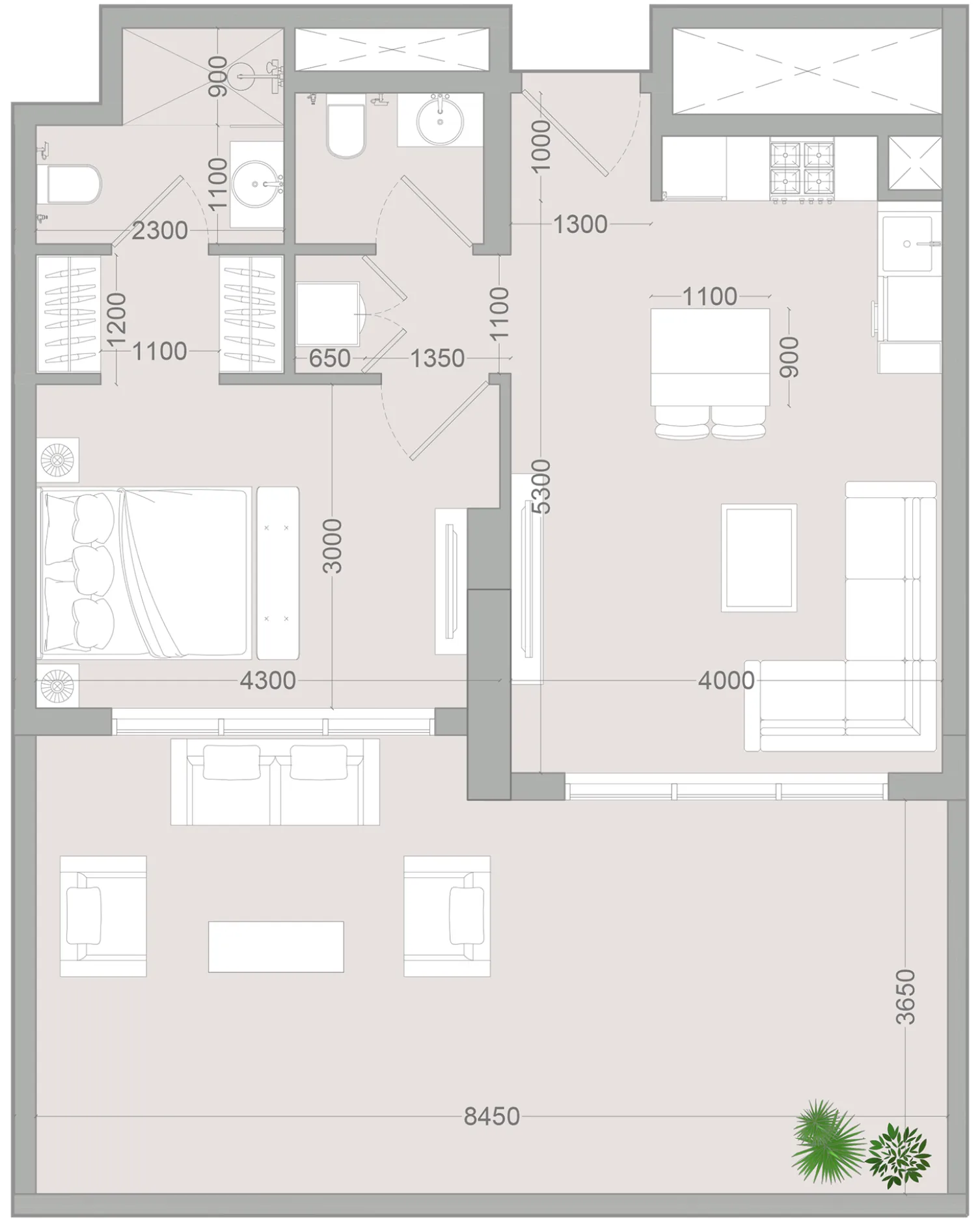 ALTA V1EW 1 bed floor plan, 948 sqft