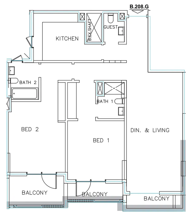 Janayen Avenue 2 bed floor plan, 1,502 sqft
