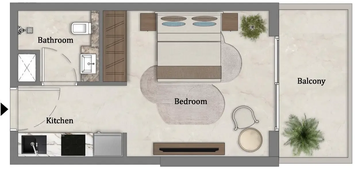 Mirari Lagoon by Zoya Studio floor plan, 351 sqft