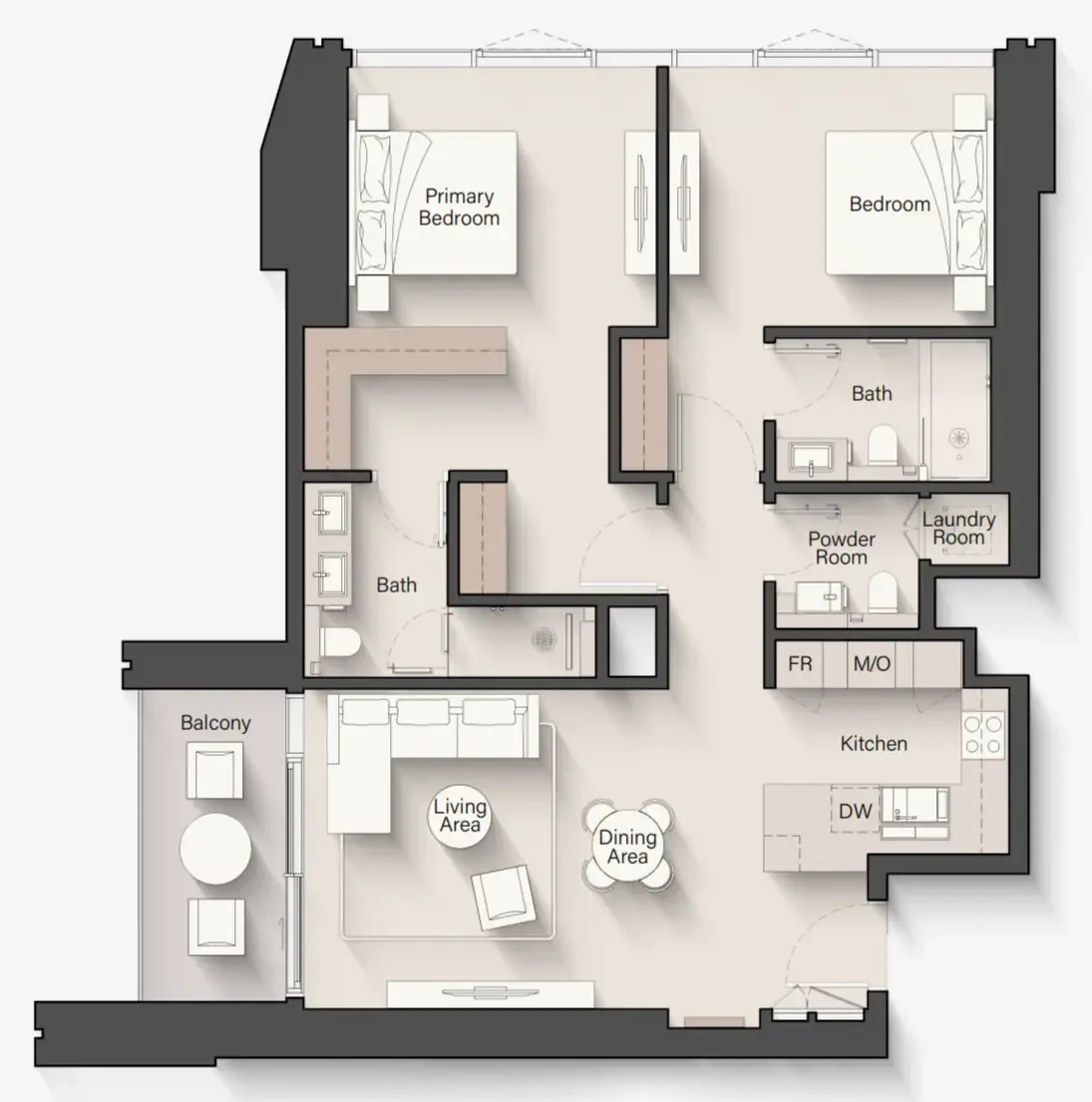 Eltiera Views 2 bed floor plan, 1,221 sqft