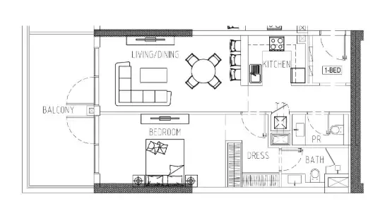 Damac Riverside Views 1 bed floor plan, 946 sqft