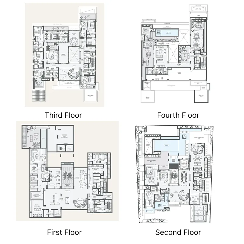 Monaco Mansions 8 bed floor plan, 38,696 sqft