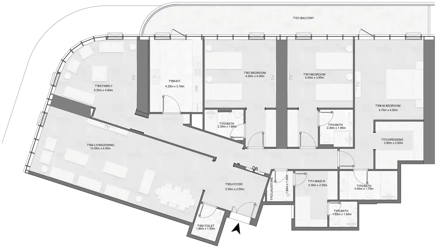 Joud Tower 3 bed floor plan, 2,813 sqft