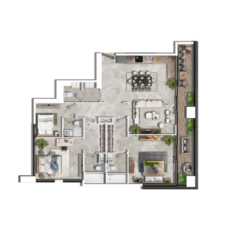 Al Ghaf 2 2 bed floor plan, 1,478 – 1,482 sqft
