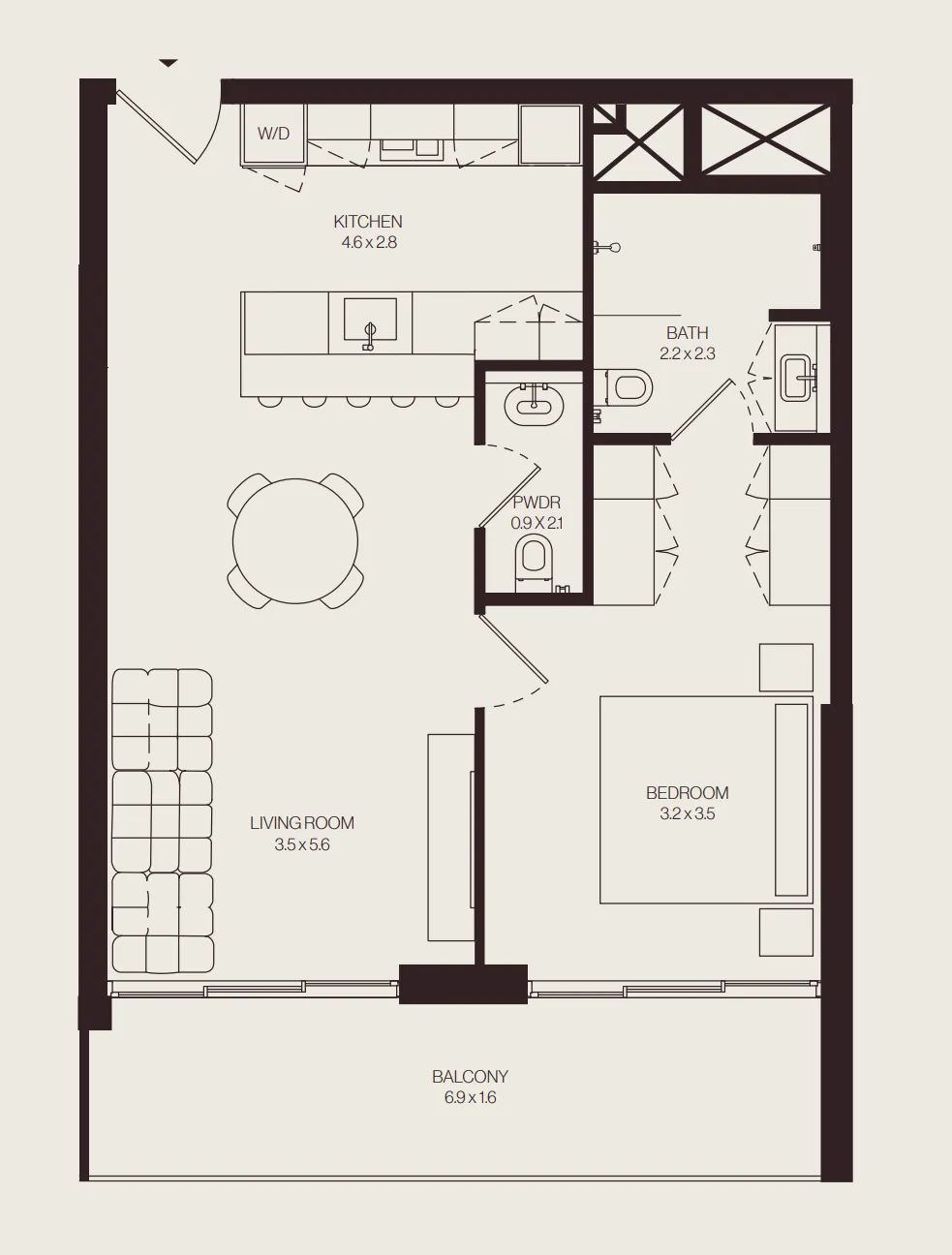 The Weave – Al Ghurair 1 bed floor plan, 773 sqft