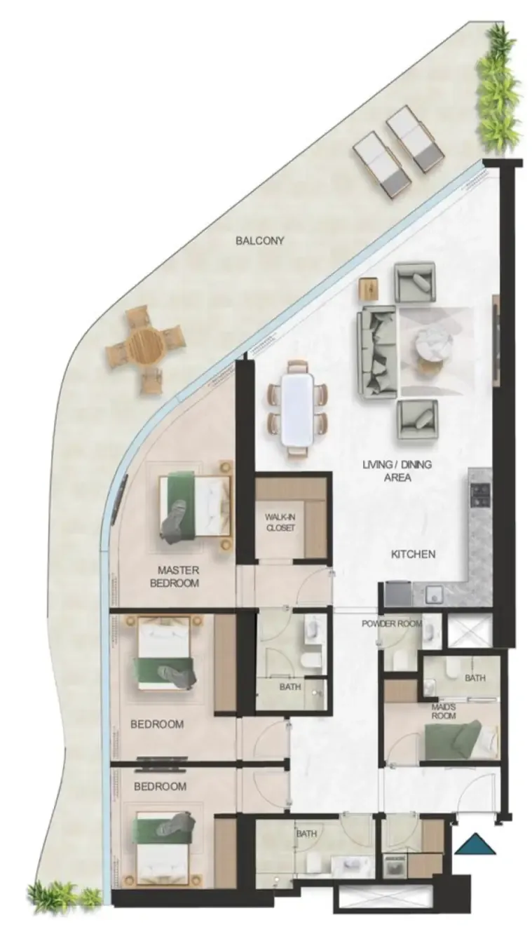 Oystra 3 bed floor plan, 2,407 sqft