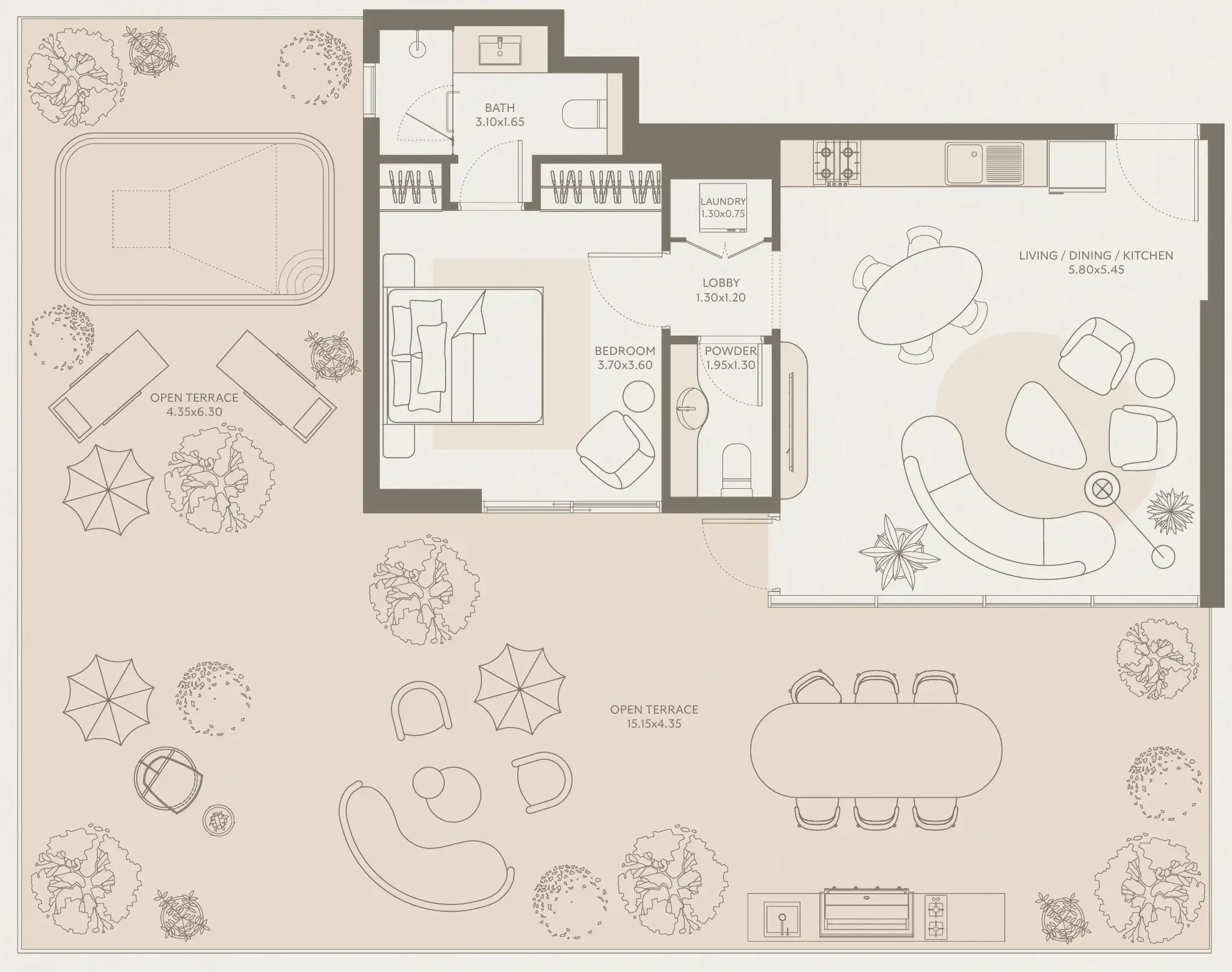 Symphony by Chaimaa 1 bed floor plan, 1,809 sqft