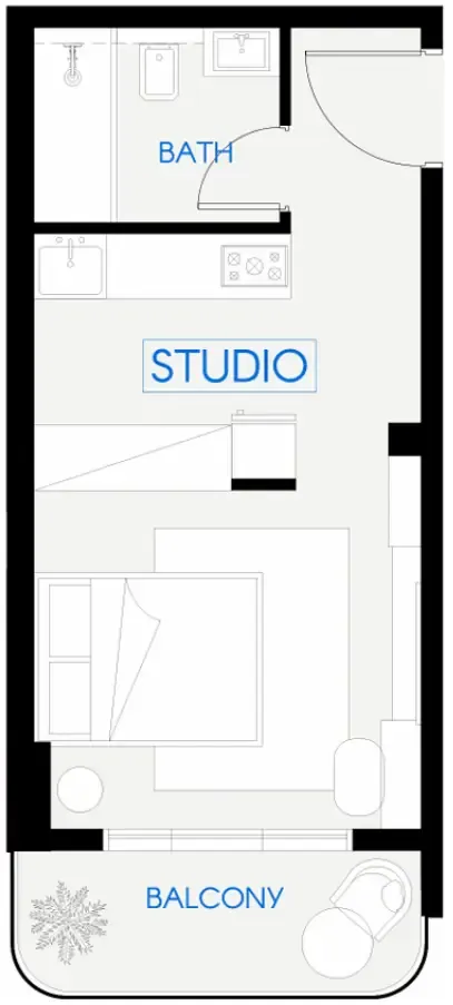 Celestara Residences Studio floor plan, 363 – 378 sqft