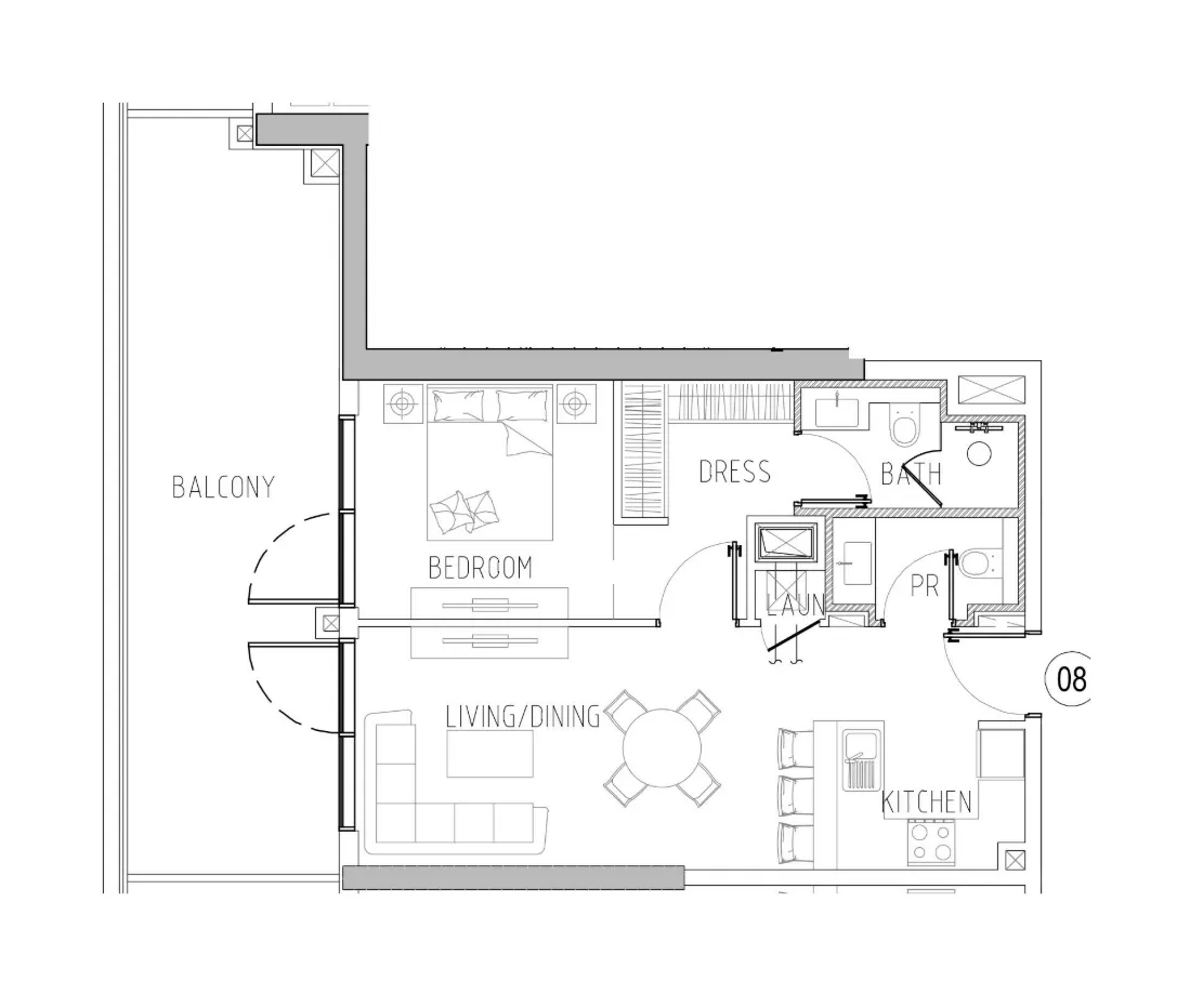 Damac Riverside Views 1 bed floor plan, 891 – 896 sqft