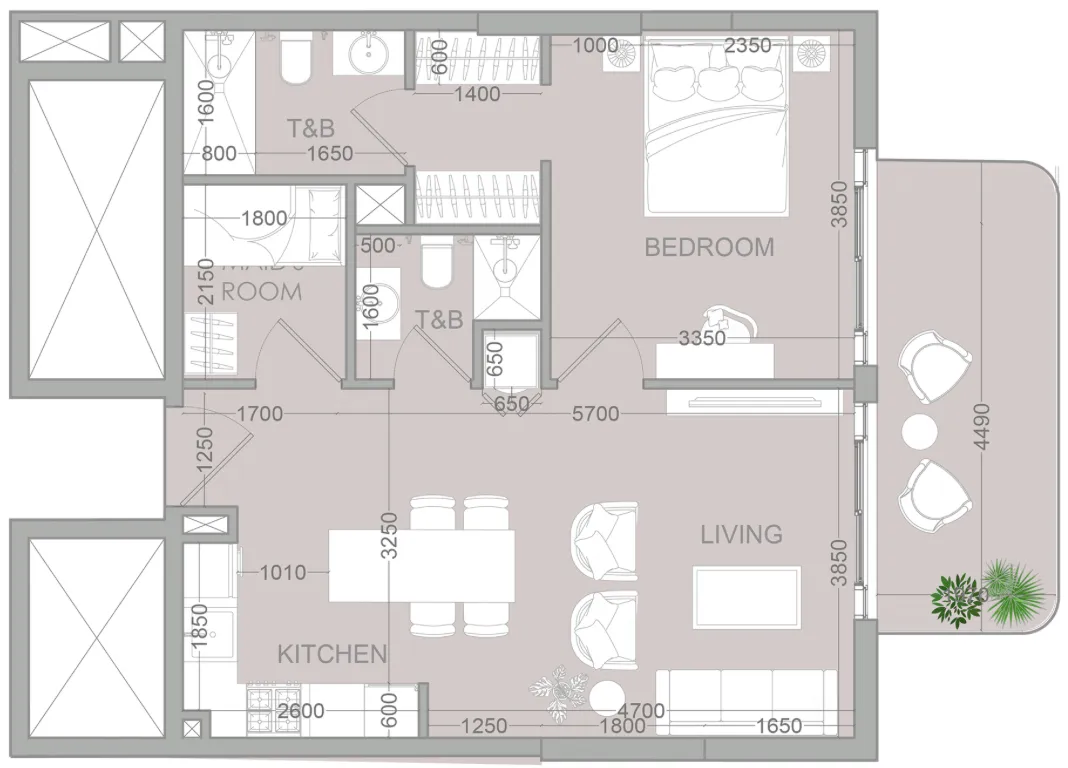 TETR1S Tower 1 bed floor plan, 771 sqft
