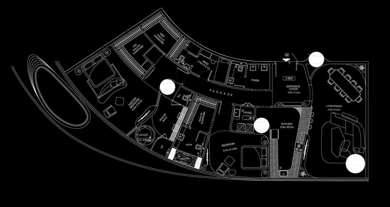 Bugatti Residences by Binghatti 2 bed floor plan, 3,046 sqft