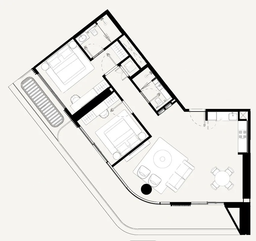 Azizi Abraham 2 bed floor plan, 1,282 sqft