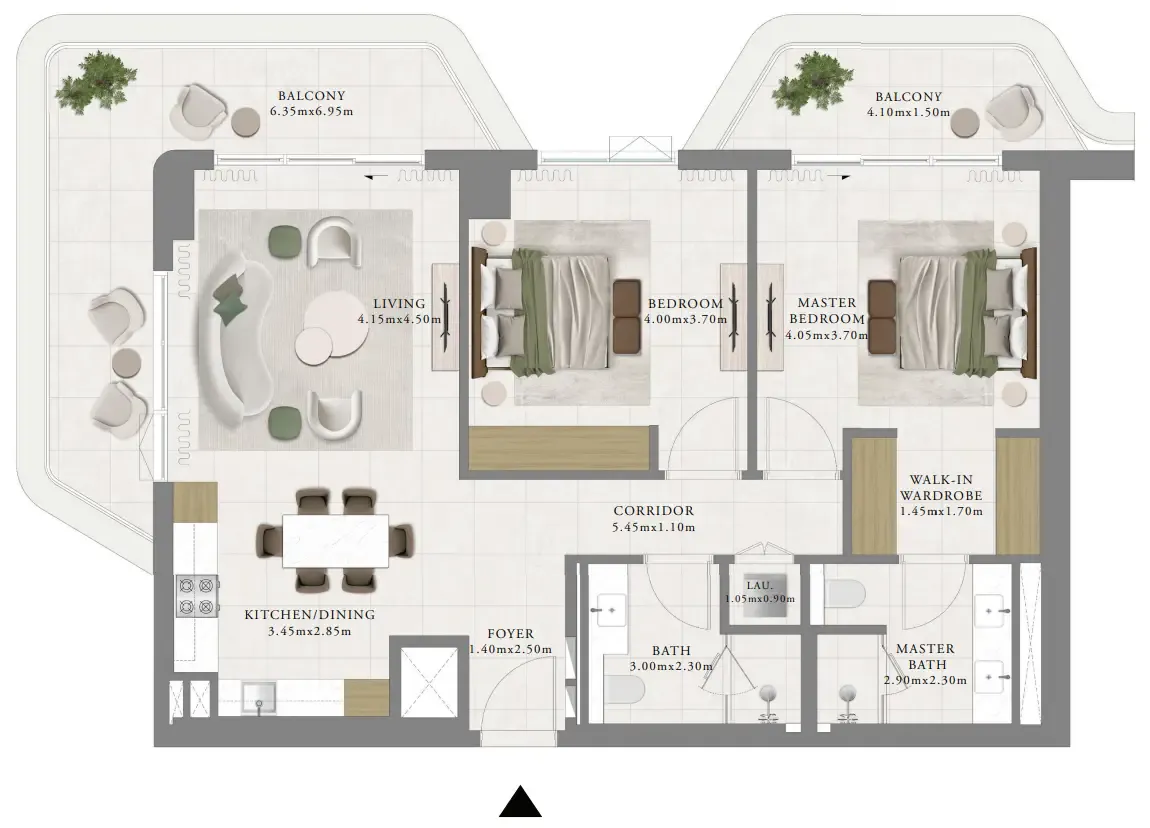Sera 1 2 bed floor plan, 1,344 sqft