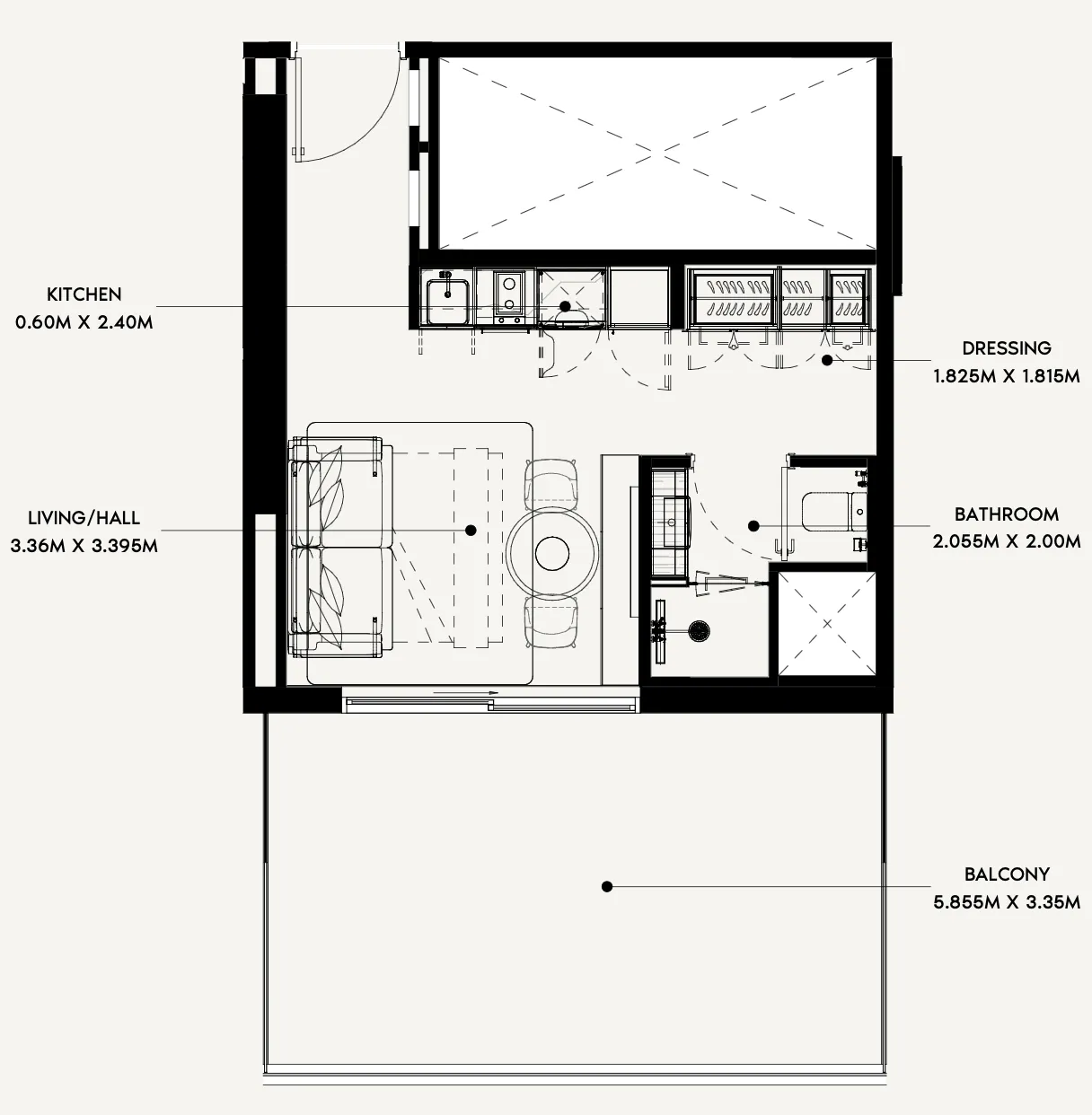 Azizi Rose Studio floor plan, 515 sqft
