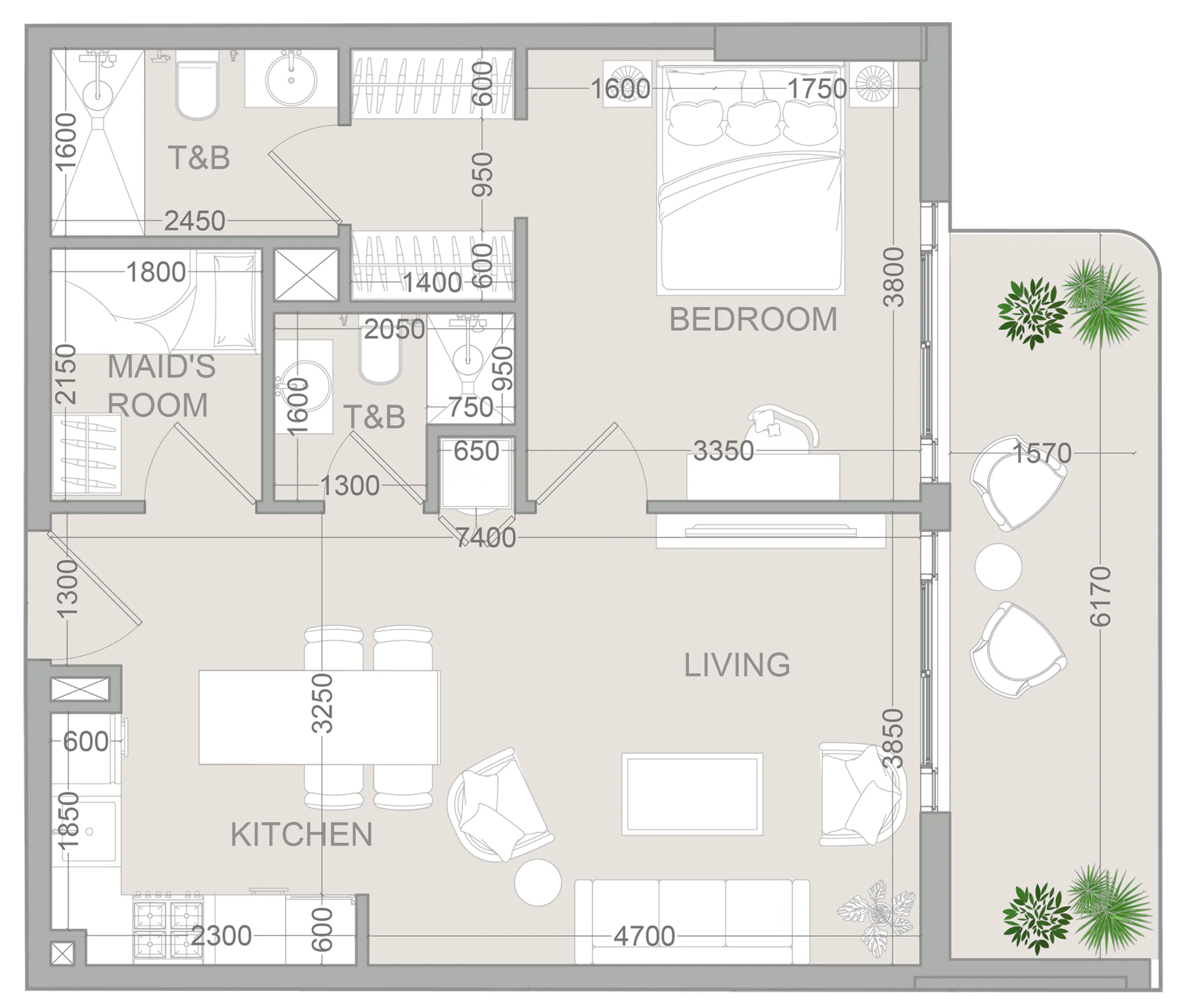 TETR1S Tower 1 bed floor plan, 779 sqft