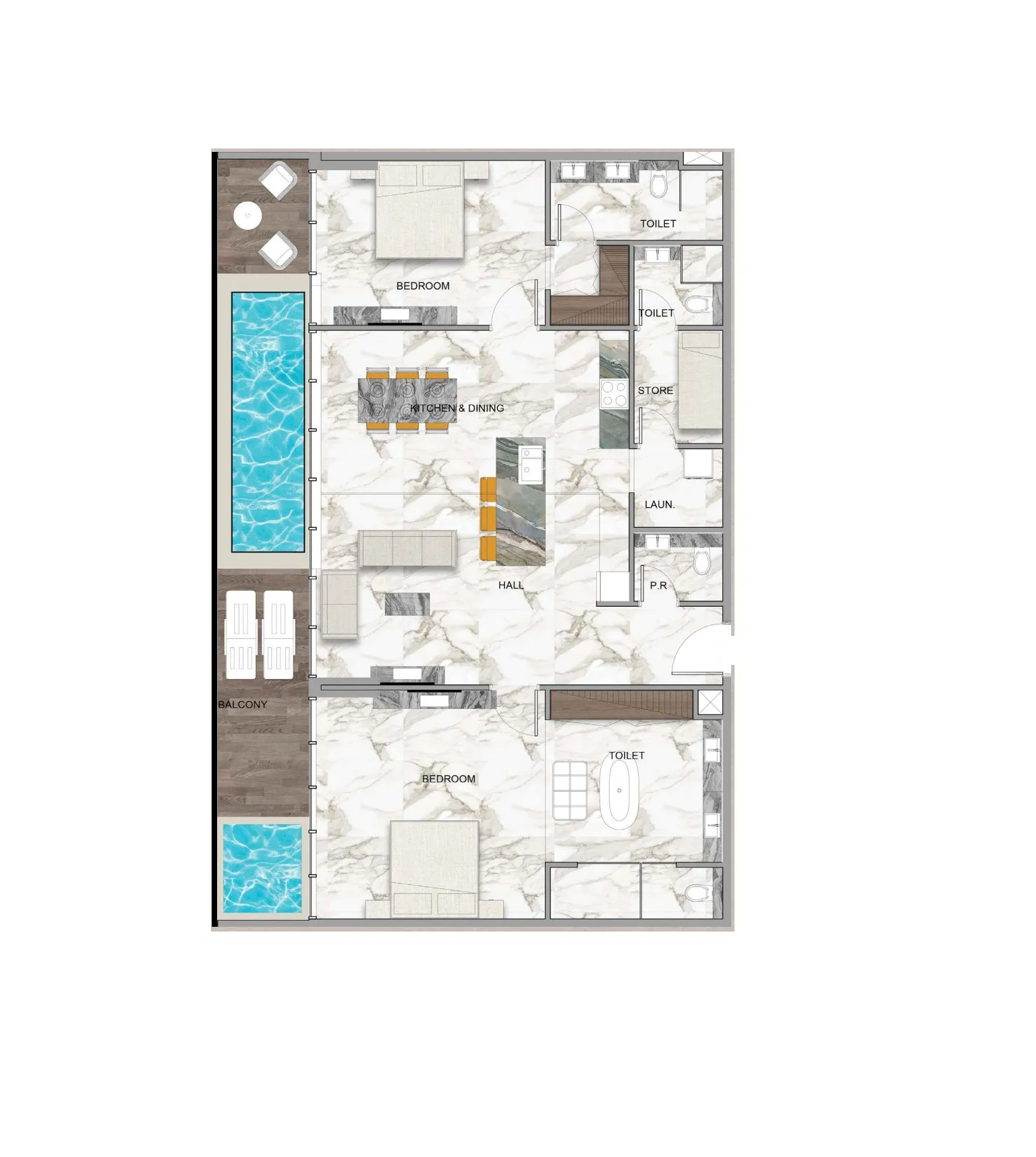 Sky Vista 2 bed floor plan, 1,739 sqft