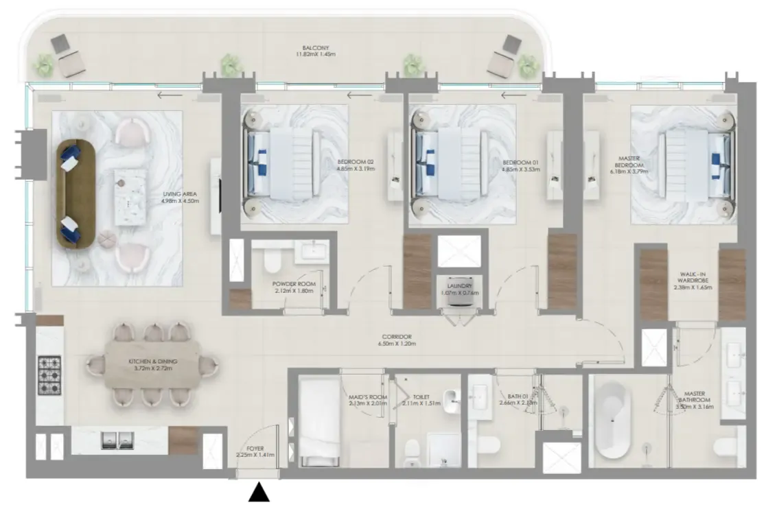 Baystar by Vida 3 bed floor plan, 1,700 sqft