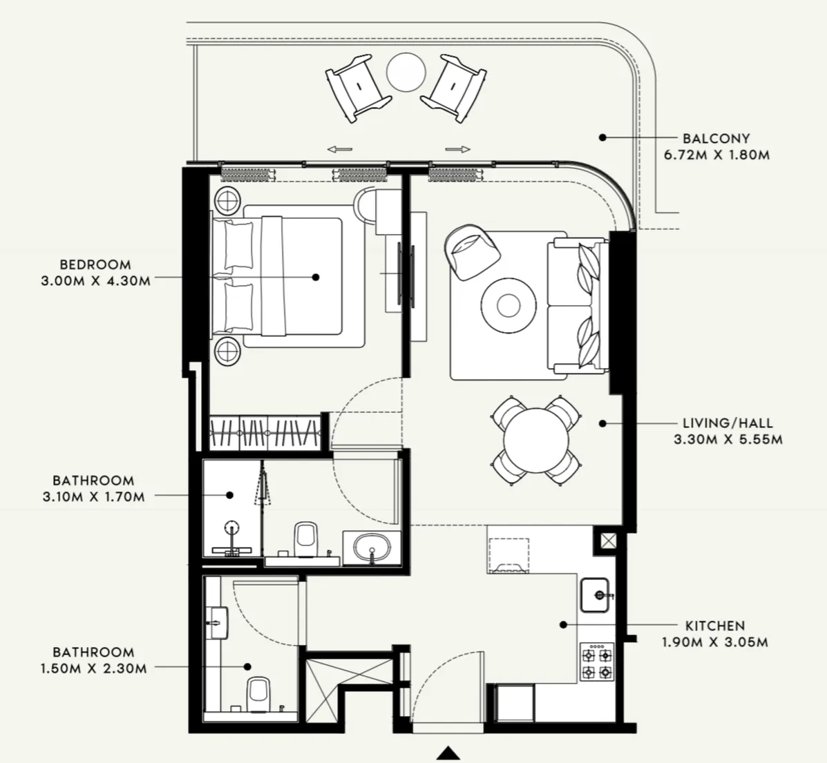 Azizi Ruby 1 bed floor plan, 739 sqft