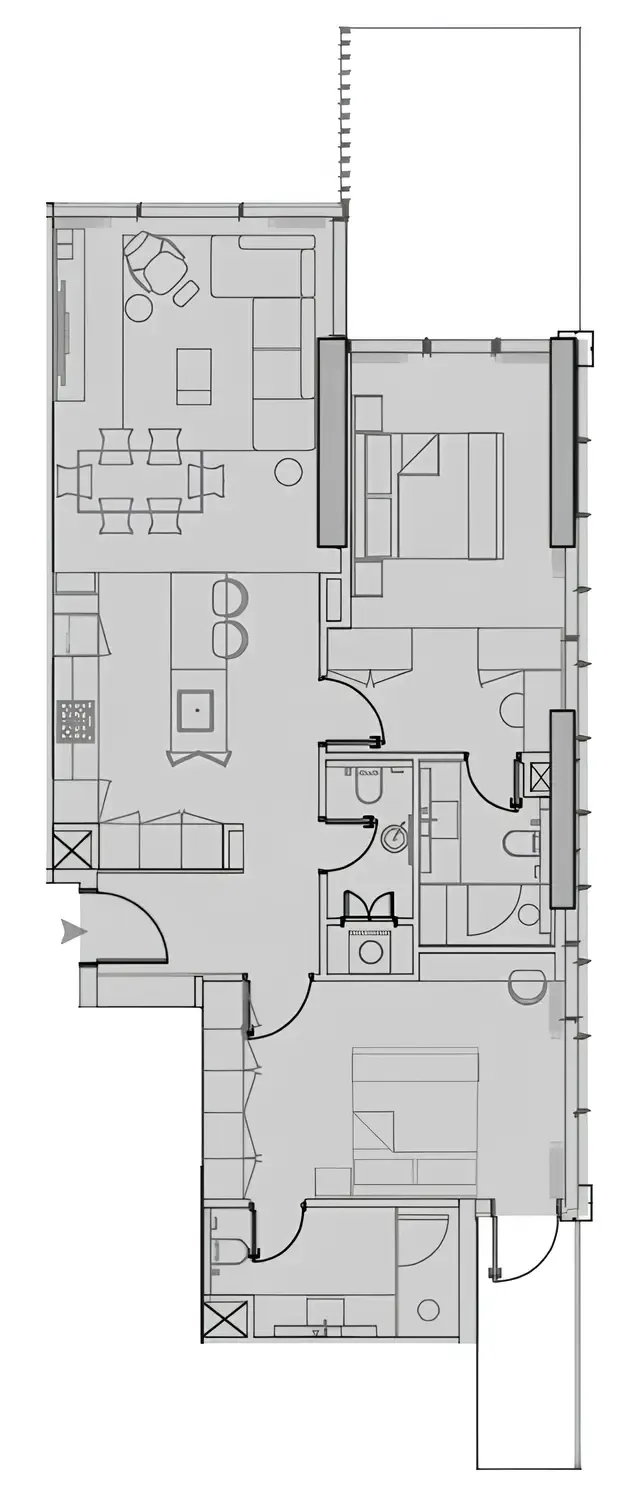 Wynwood Horizon 2 bed floor plan, 1,338 – 1,377 sqft