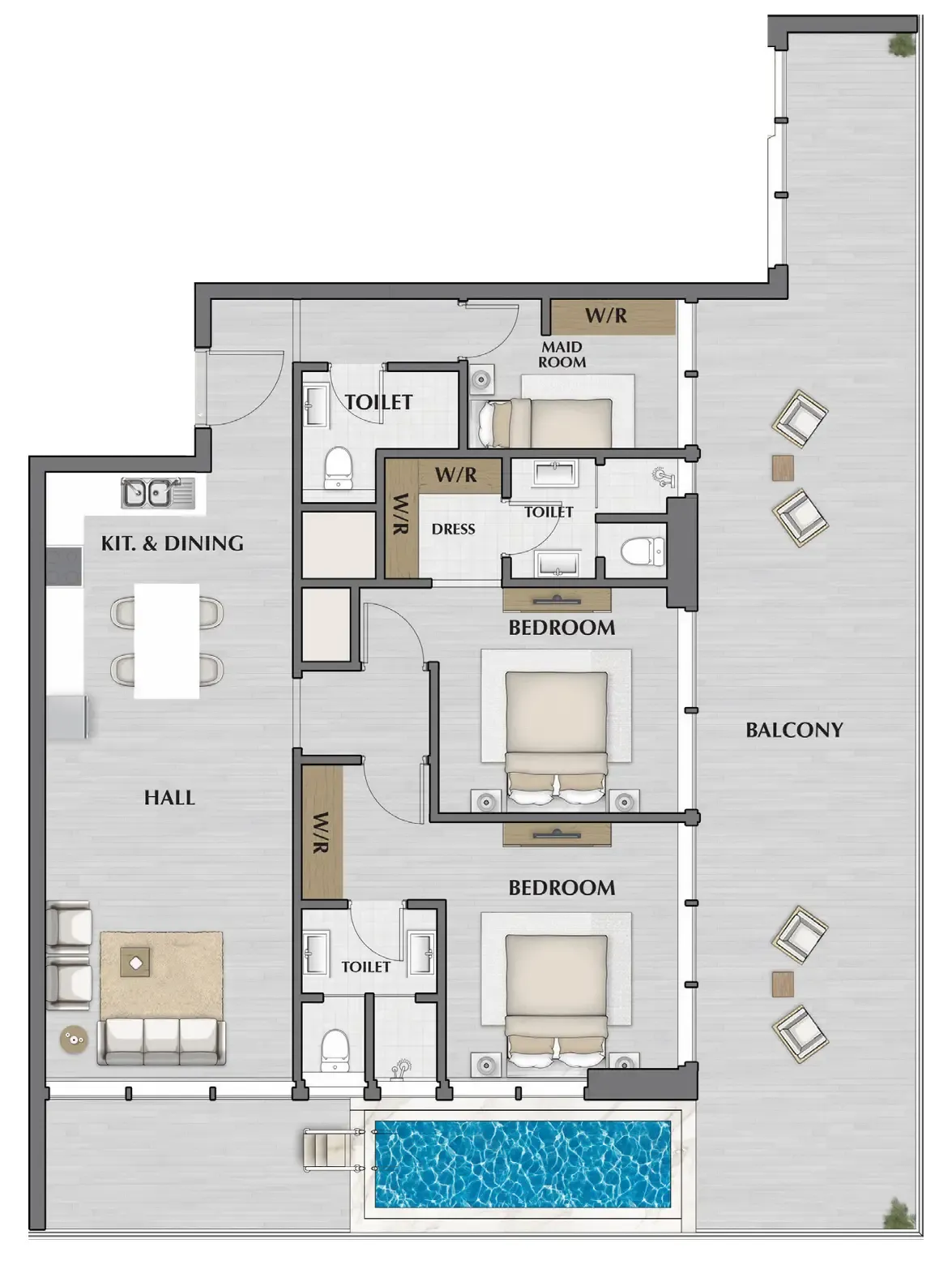Empire Estates 2 bed floor plan, 1,726 sqft