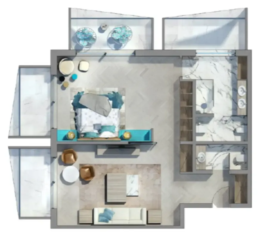 The Heart of Europe - Côte d’Azur Monaco 1 bed floor plan, 1,850 sqft