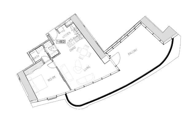 Damac Bay 1 bed floor plan, 1,303 sqft