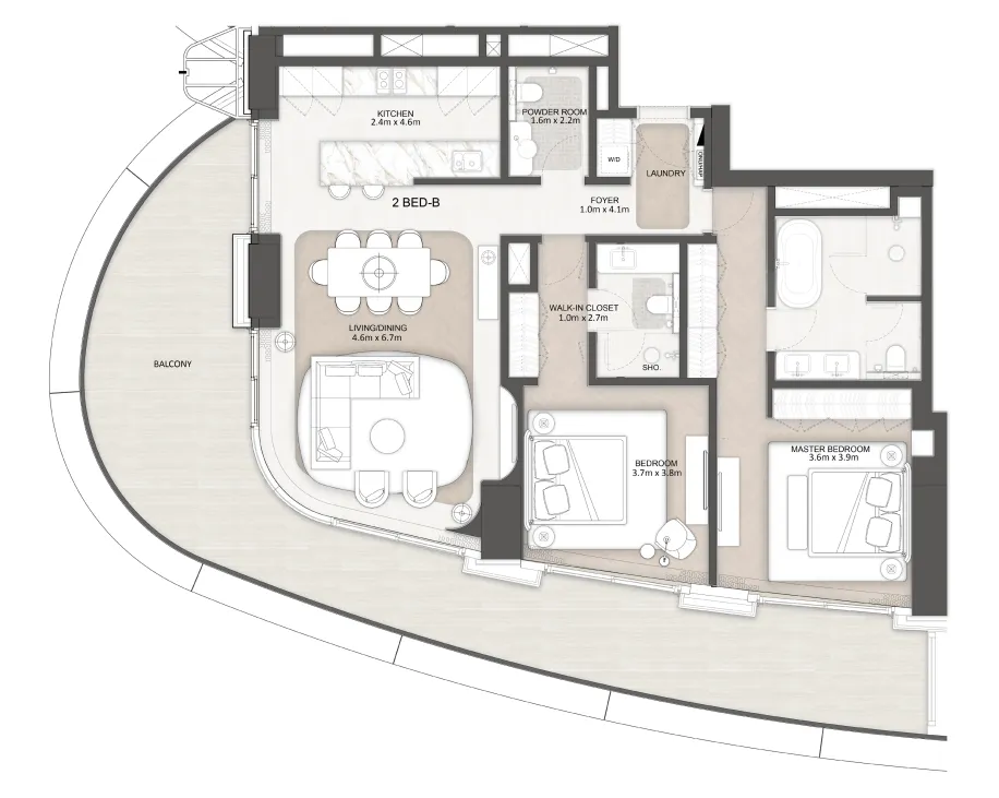 St. Regis The Residences 2 bed floor plan, 1,983 sqft