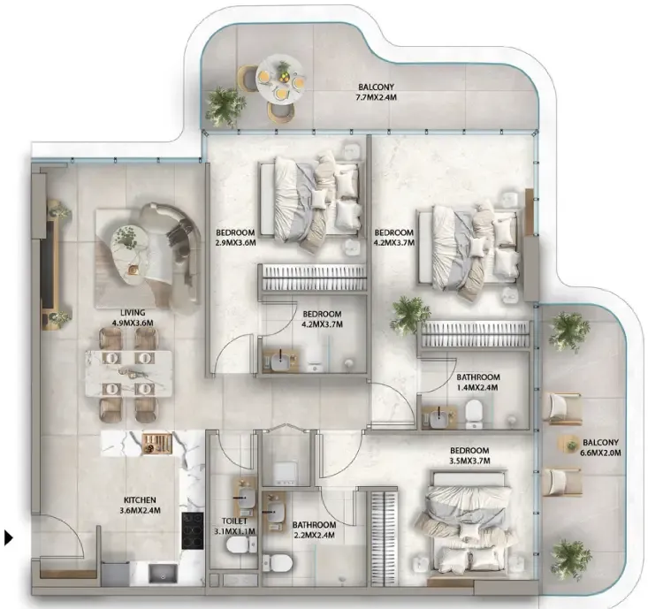 Antalya 3 bed floor plan, 1,590 sqft