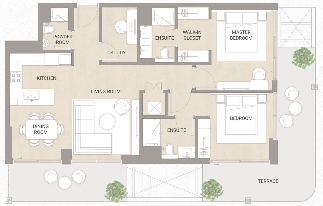 Soma Residences 2 bed floor plan, 1,737 sqft