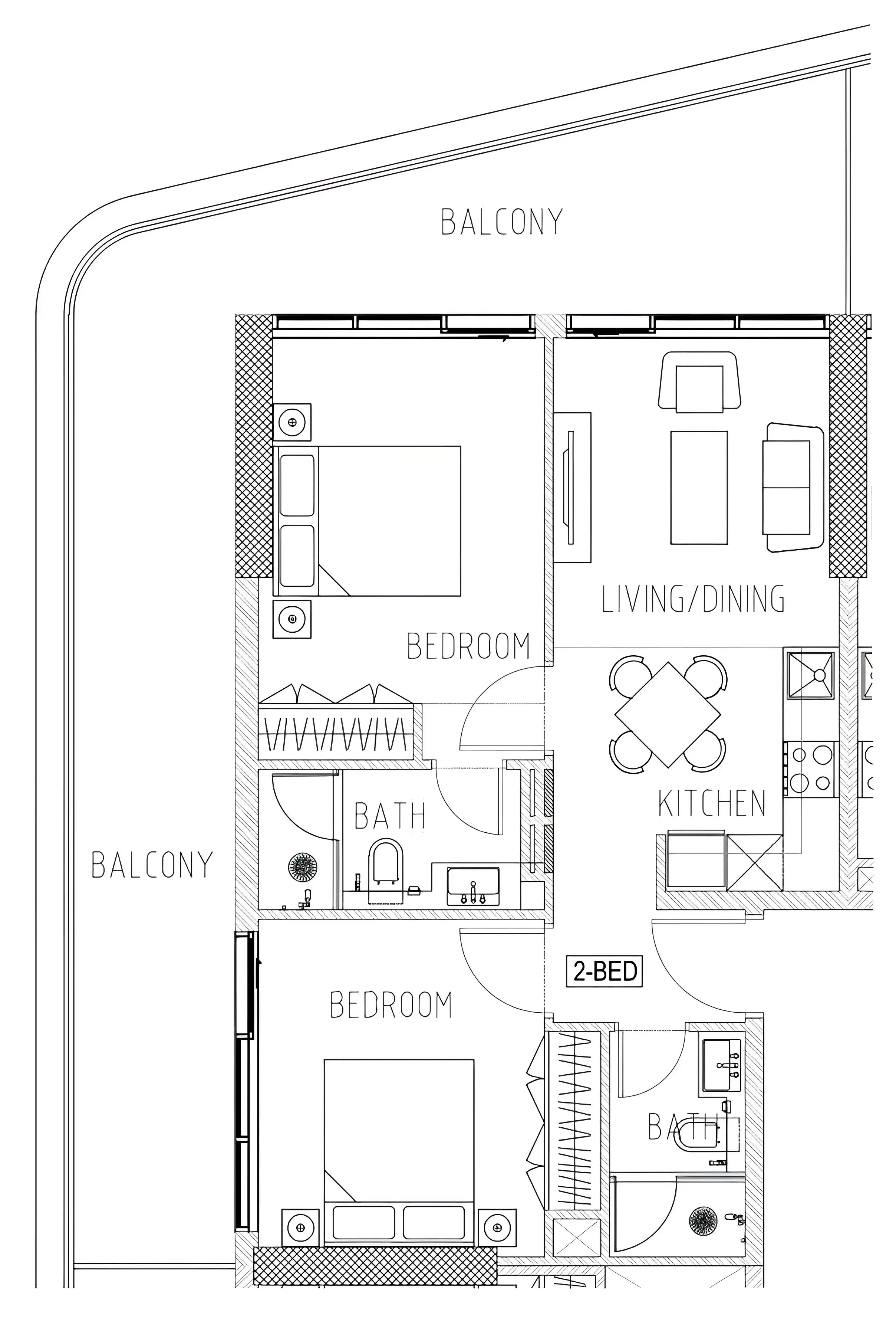 Elo 2 and 3 Damac 2 bed floor plan, 1,010 sqft