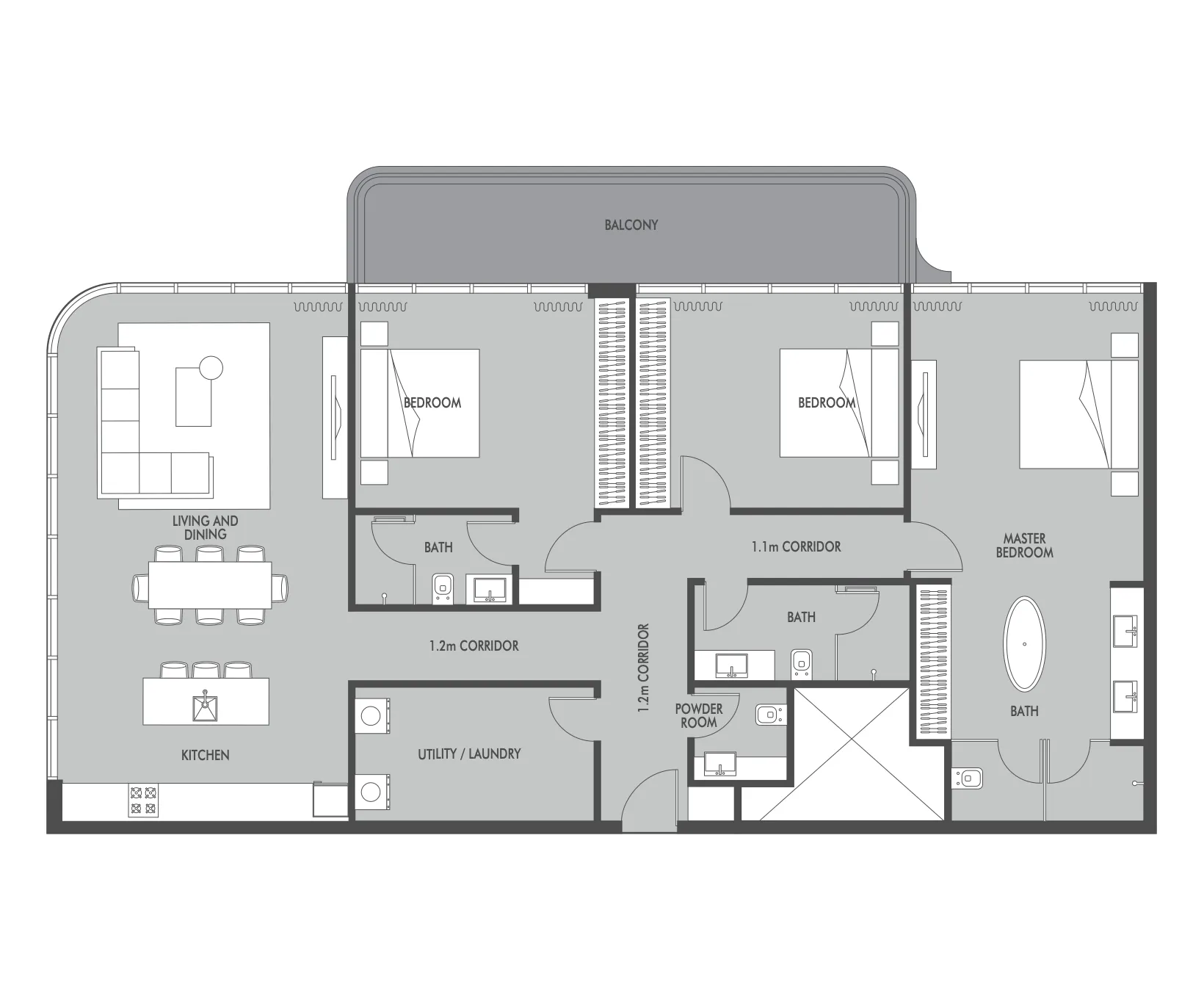 Seaside by Prestige One 3 bed floor plan, 1,975 sqft