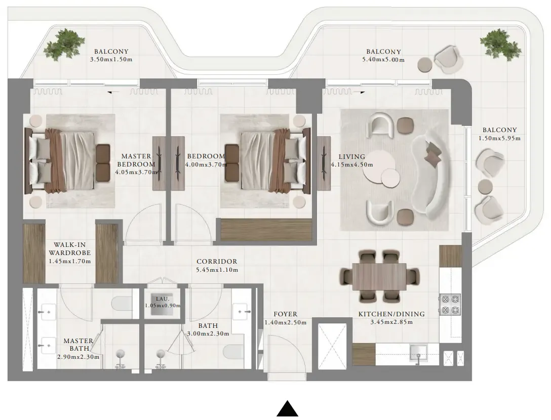Sera 2 2 bed floor plan, 1,318 sqft