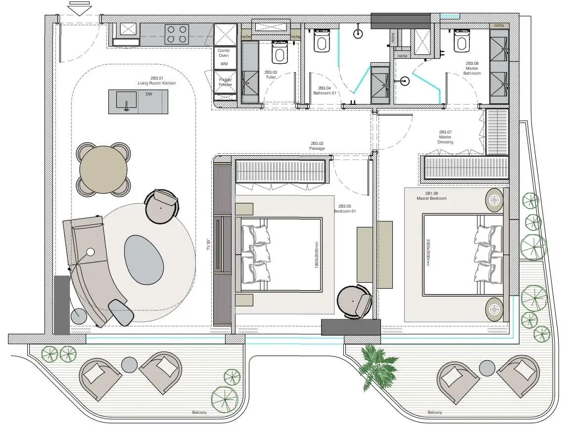 Helvetia Verde 2 bed floor plan, 1,224 sqft