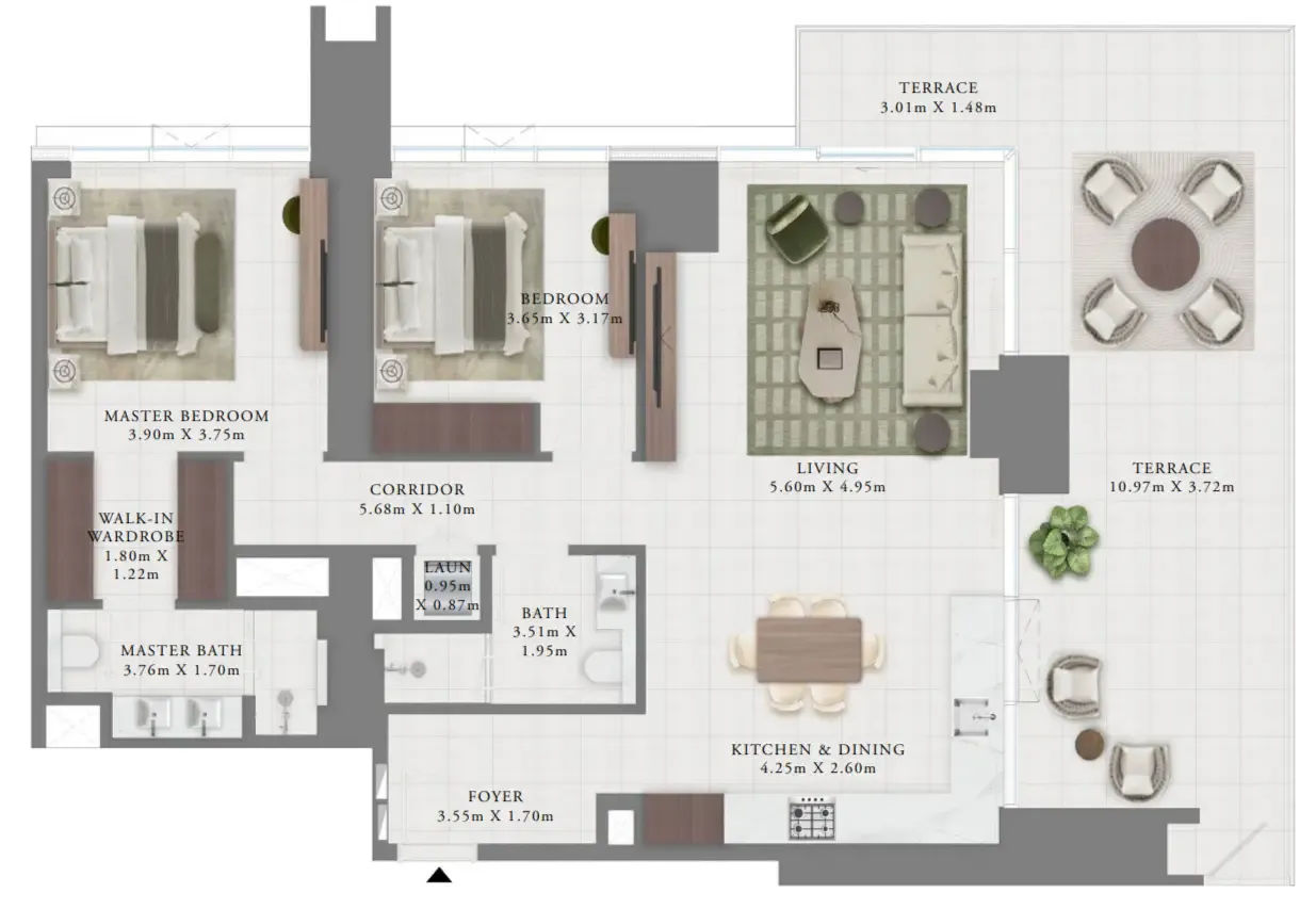 Creek Bay 2 bed floor plan, 1,741 sqft