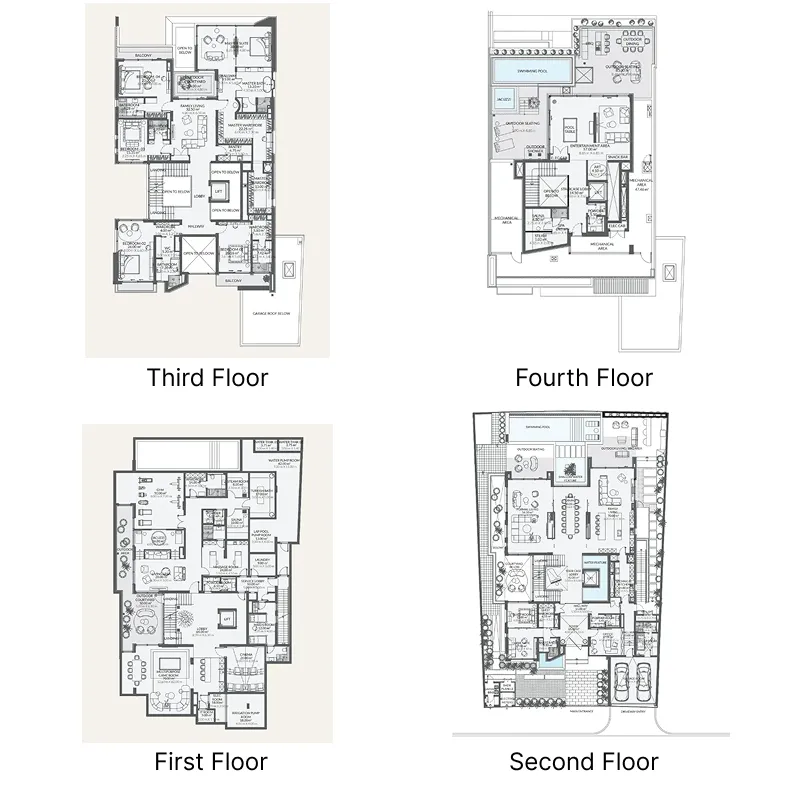 Monaco Mansions 6 bed floor plan, 20,383 sqft