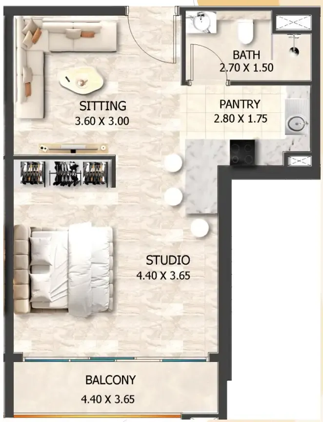 Crystal Tower by VHS Studio floor plan, 548 sqft