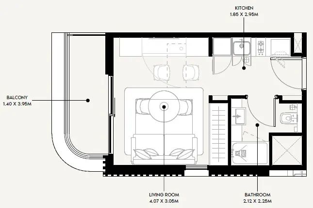 Azizi Sakandar Studio floor plan, 327 sqft