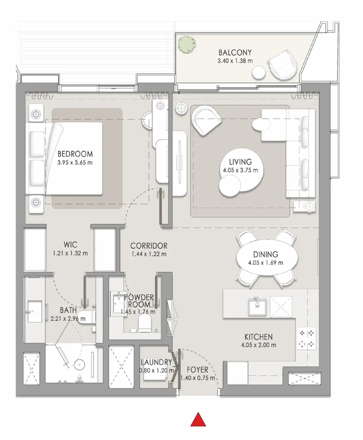 City Walk Crestlane 1 bed floor plan, 840 sqft