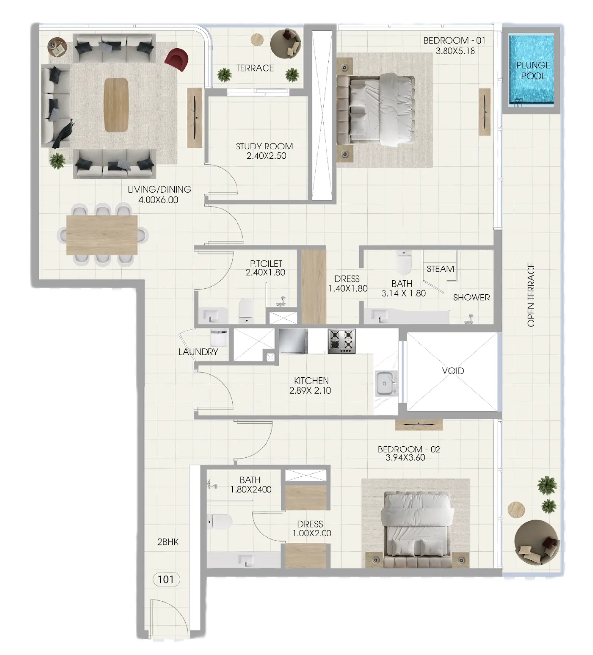 Bonds Avenue 2 bed floor plan, 1,552 sqft