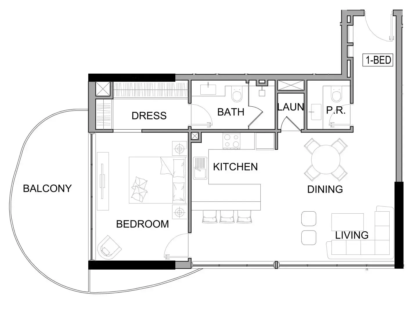 Damac Lagoons Views Phase 3 1 bed floor plan, 938 sqft