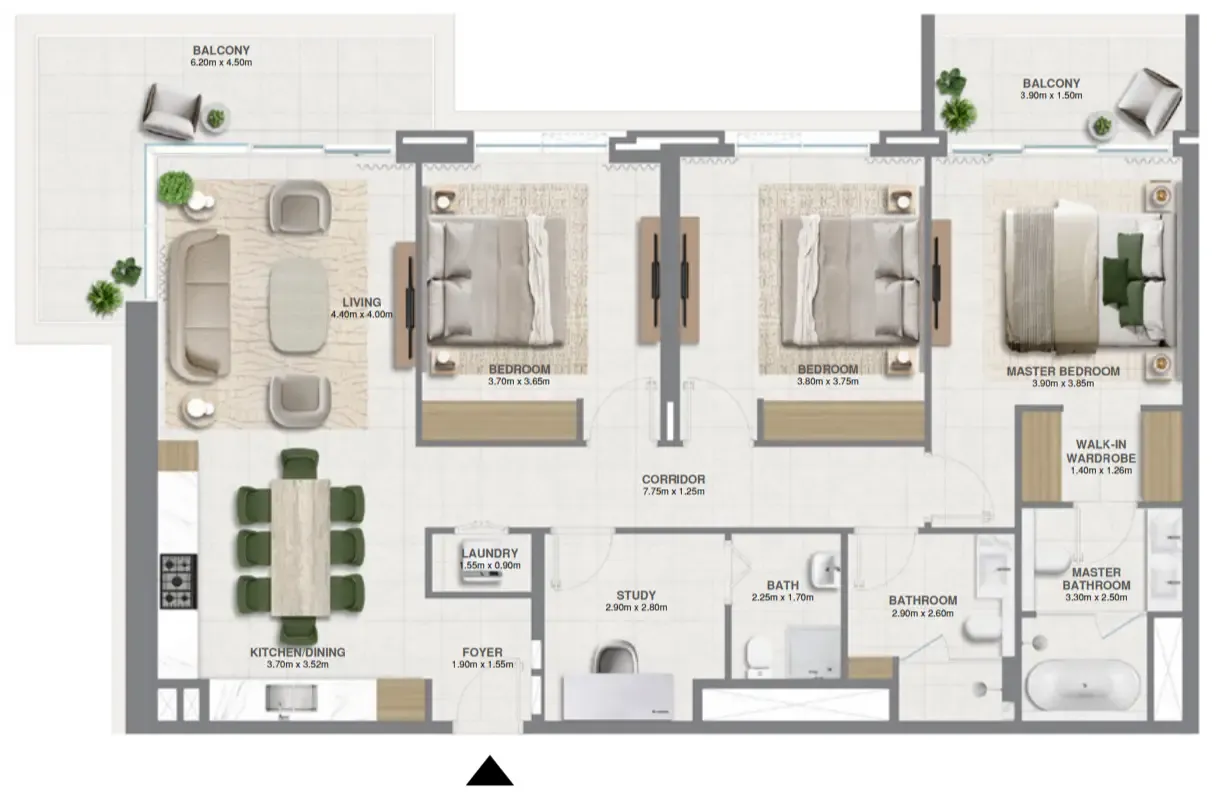 Golf Verge 3 bed floor plan, 1,777 sqft