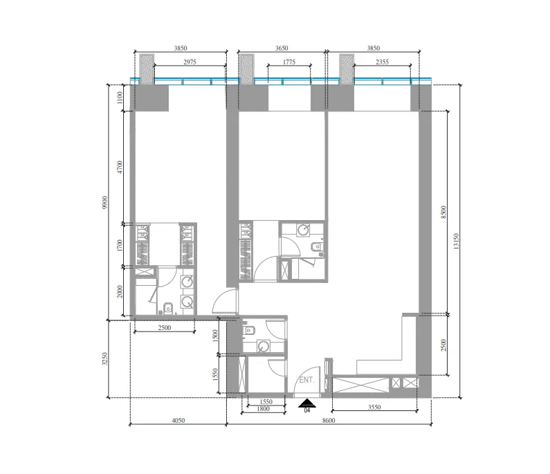 Tiger Sky Tower 2 bed floor plan, 1,513 sqft