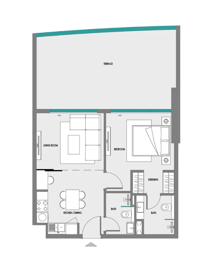 Samana Greenfield 2 1 bed floor plan, 443 – 690 sqft