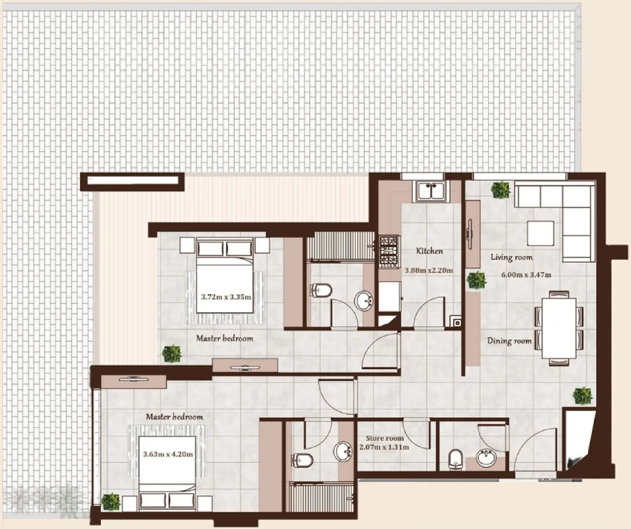 Maison Cannelle Residence 2 bed floor plan, 3,815 sqft