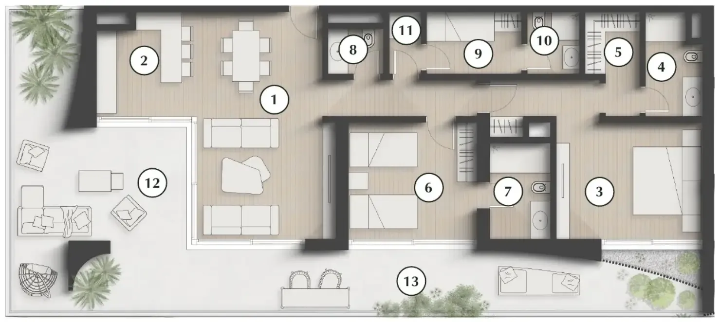 Lunaya Terraces 2 bed floor plan, 2,017 sqft